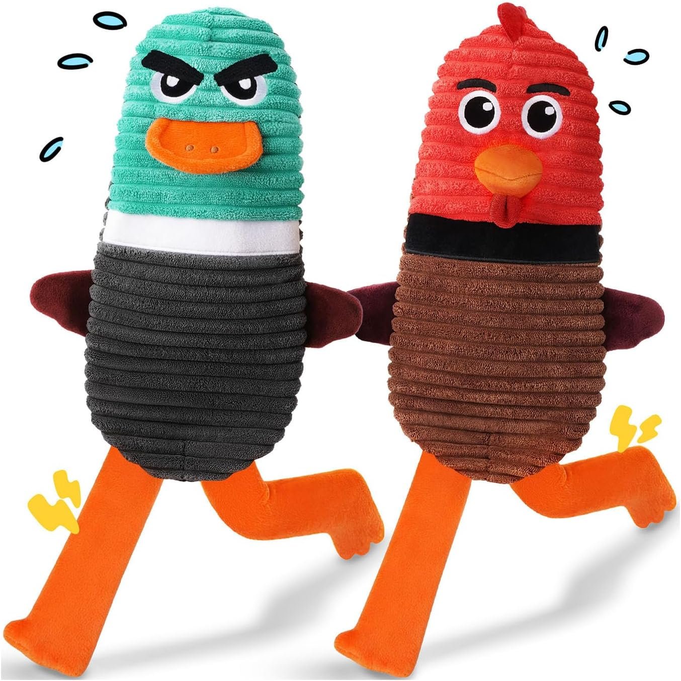 Dog Toys for Aggressive Chewers, 2 Pack No Stuffing Squeaky Toys