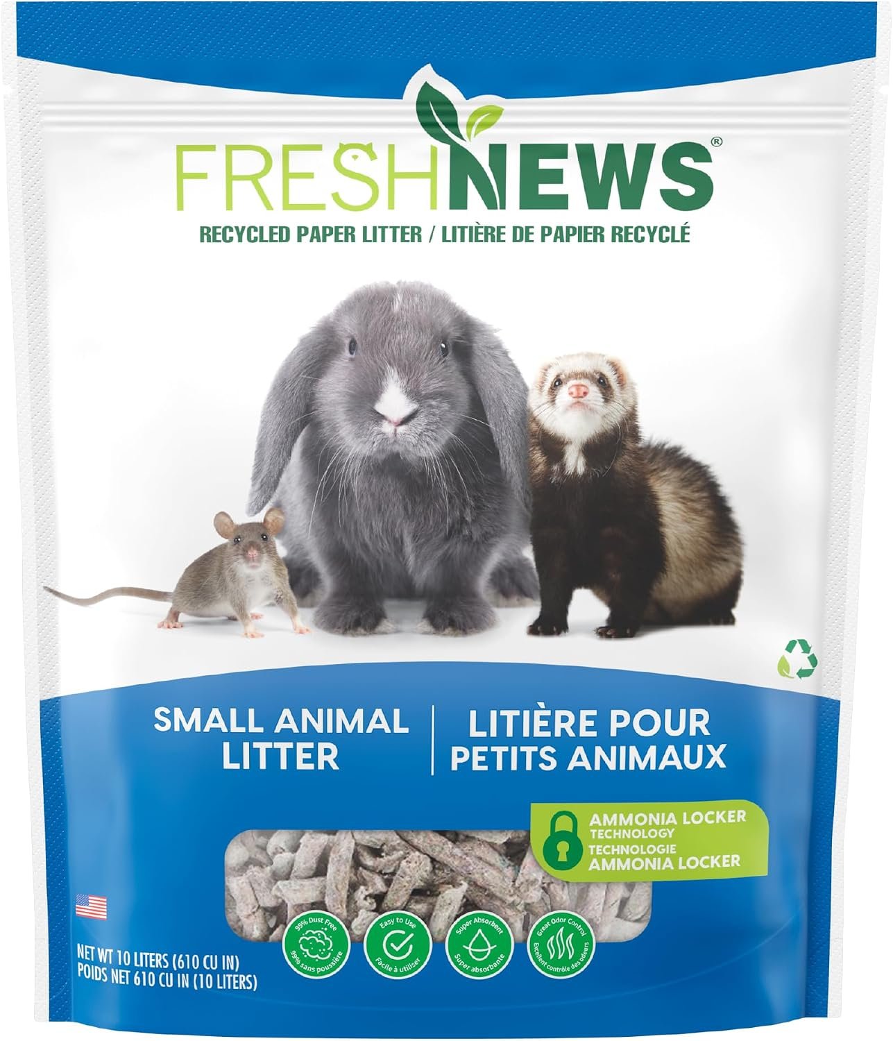 Fresh News Recycled Paper Small Animal Litter Bedding, 10 Liters