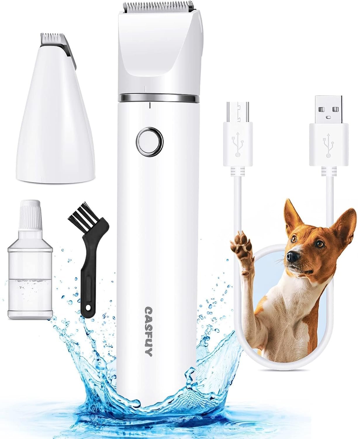 Casfuy Cordless Dog Paw Trimmer – Low Noise Small Dog Clippers with Double Blades USB Rechargeable Grooming Clipper for Dogs Cats and Small Pets for Trimming Hair Around Paws, Eyes, Ears, Face, Rump