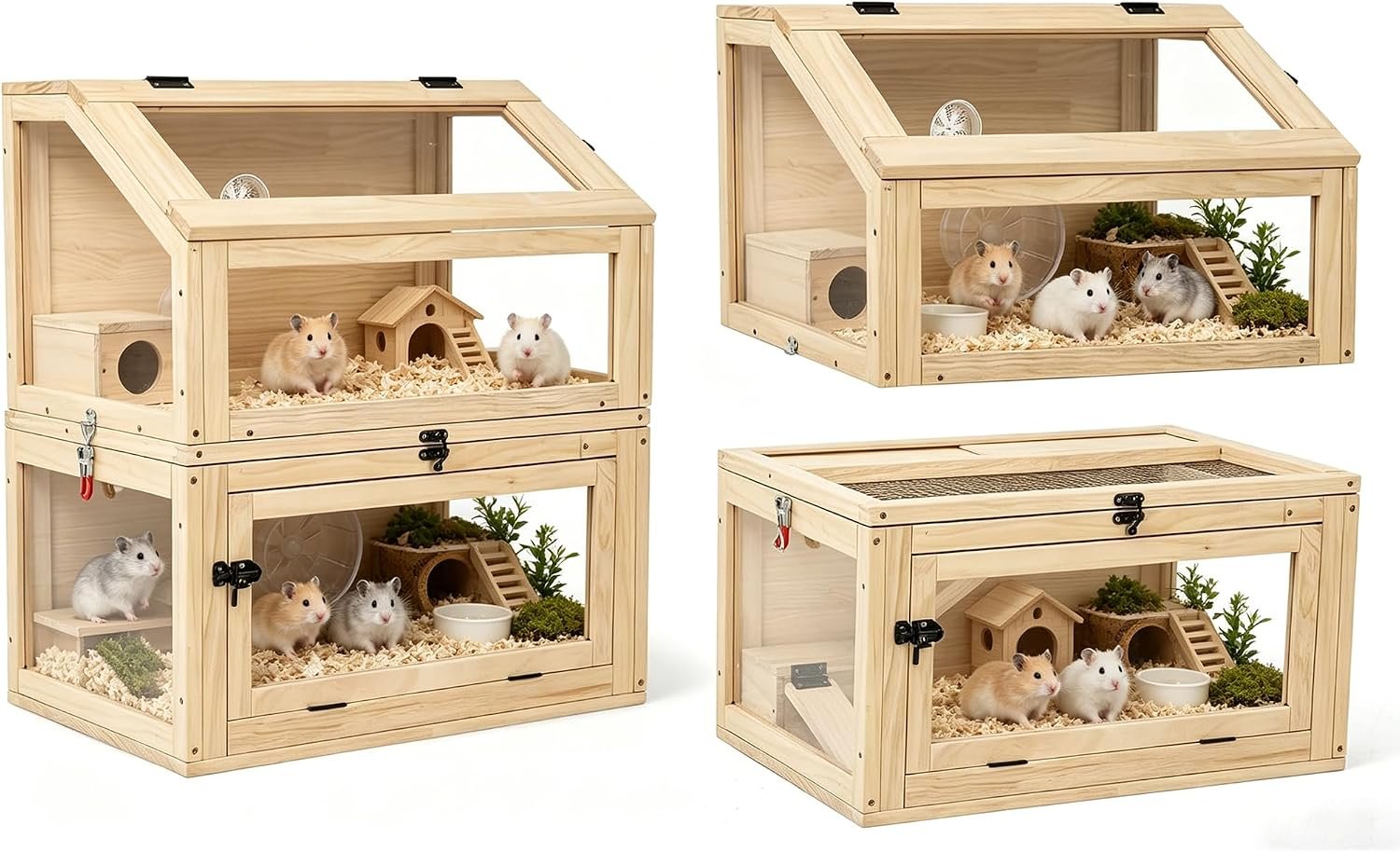 COZIWOW Hamster Cage, 2-in-1 Detachable Wooden Small Animal Habitat