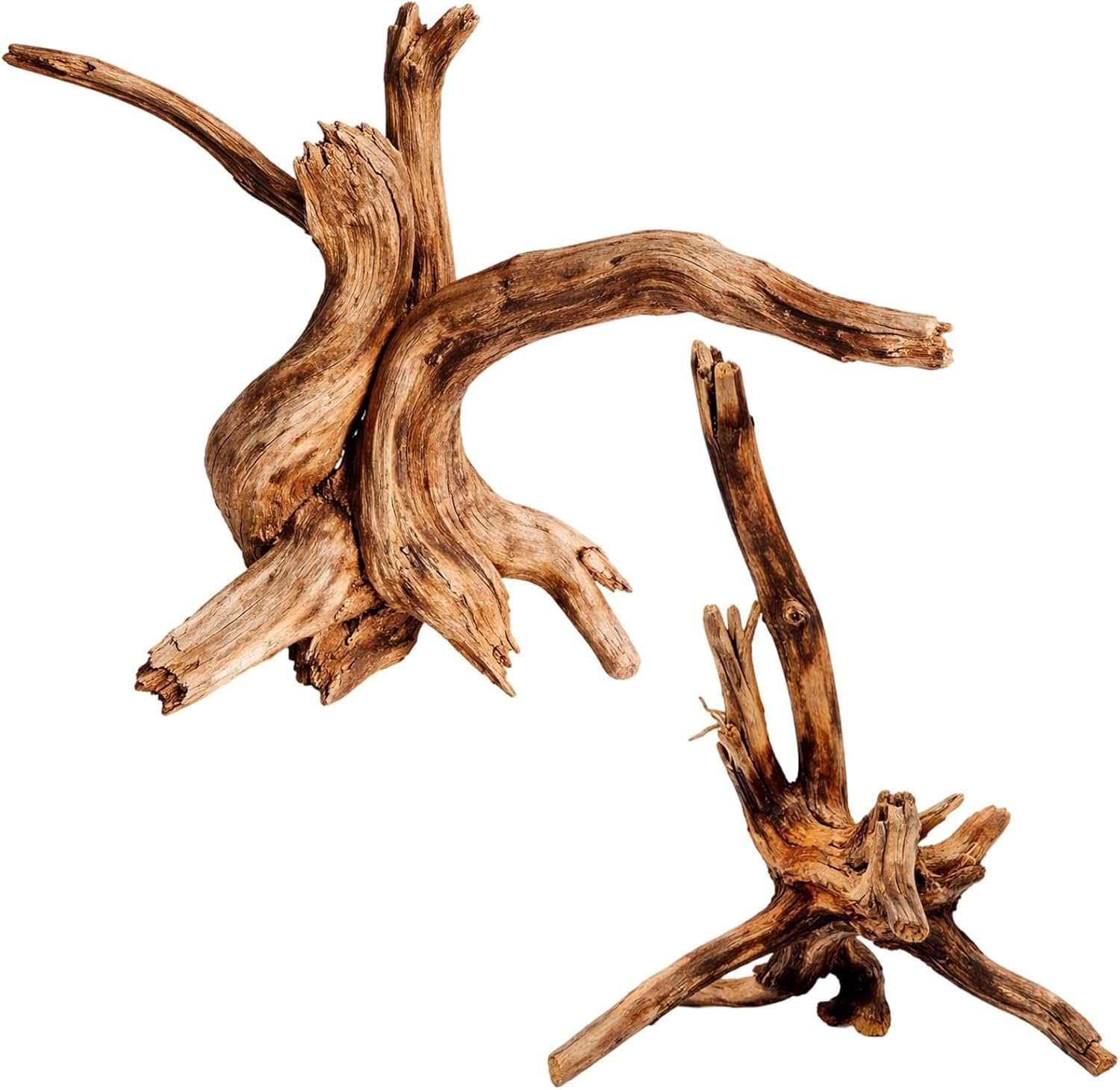 CZFSWT 2Pcs Driftwood for Aquarium, 3.93-5.9″ Driftwood Decor, Drift Wood for Fishtank Suitable for Fish Tank Decorations and Reptile Habitats