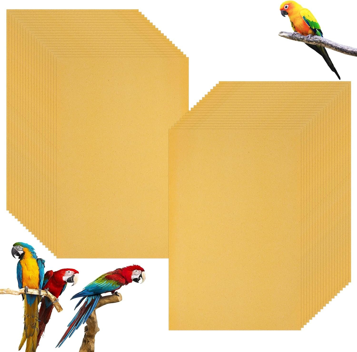 50 Pcs Gravel Liner Paper for Bird Cage, 11″ x 17″ Bird Cage Liner, Easy Clean Pet Grinding Sandpaper for Bird Cage