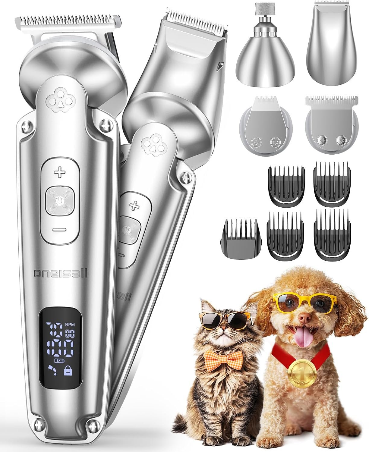 oneisall 4-in-1 Small Dog Clippers and Paw Trimmer Grooming Kit