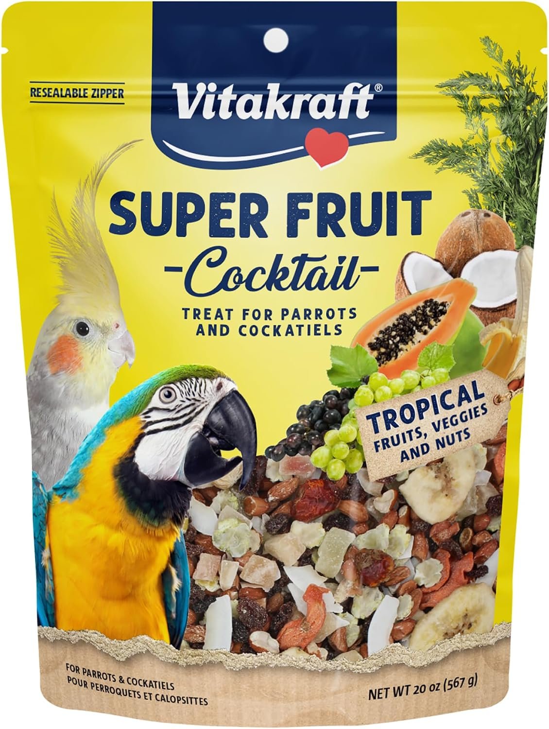 Vitakraft Fresh Super Fruit Cocktail – Tropical Parrot Fruit Blend – Parrot and Cockatiel Treat 1.25 Pound (Pack of 1)