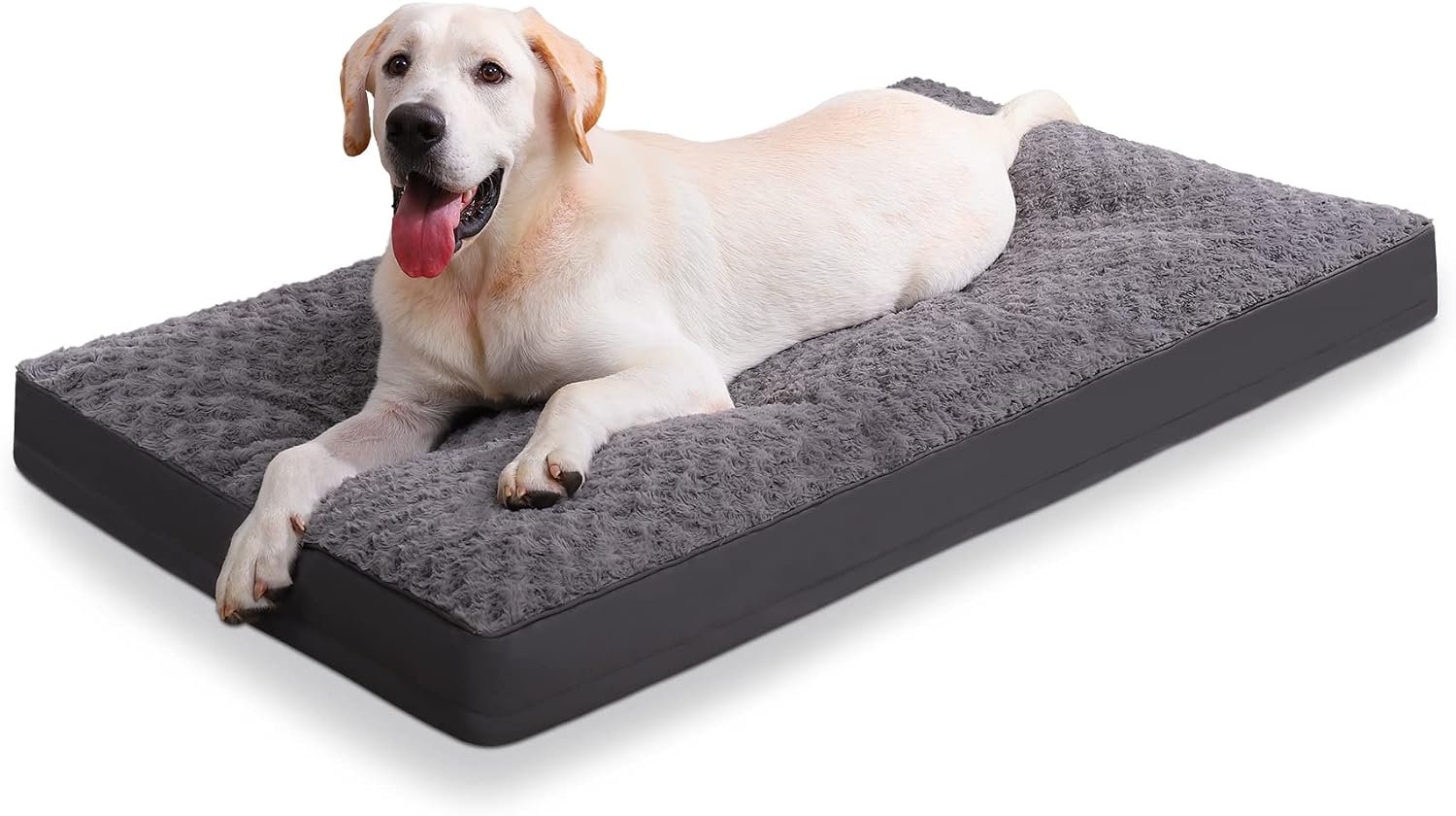 KSIIA Washable Dog Bed for Crate Waterproof for Medium Dogs,35×22 Inch,Gray | 3in egg crate foam,orthopedic support,Soft rose velvet,3ply waterproof fabric,removable cover,anti-slip base,washable
