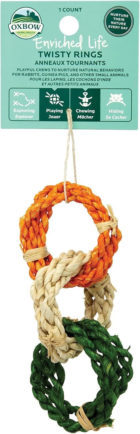 Oxbow Twisty Rings, Rabbit & Guinea Pig Toys, Bunny Enrichment Toys | Rabbit Chew Toys, Guinea Pig Enrichment, Guinea Pig Chew Toys, Rabbit Enrichment, Food Safe Colors, Small Pet Accessories