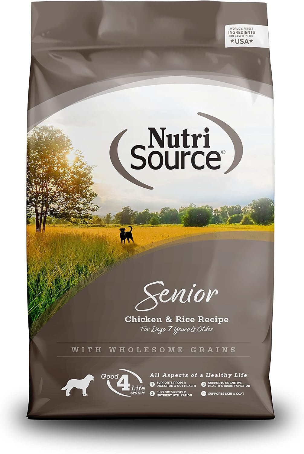 NutriSource Senior Dry Dog Food, Chicken & Rice, 26 lb | Probiotic & Prebiotic Support, Glucosamine & Chondroitin, Grain Inclusive, No Corn Wheat or Soy
