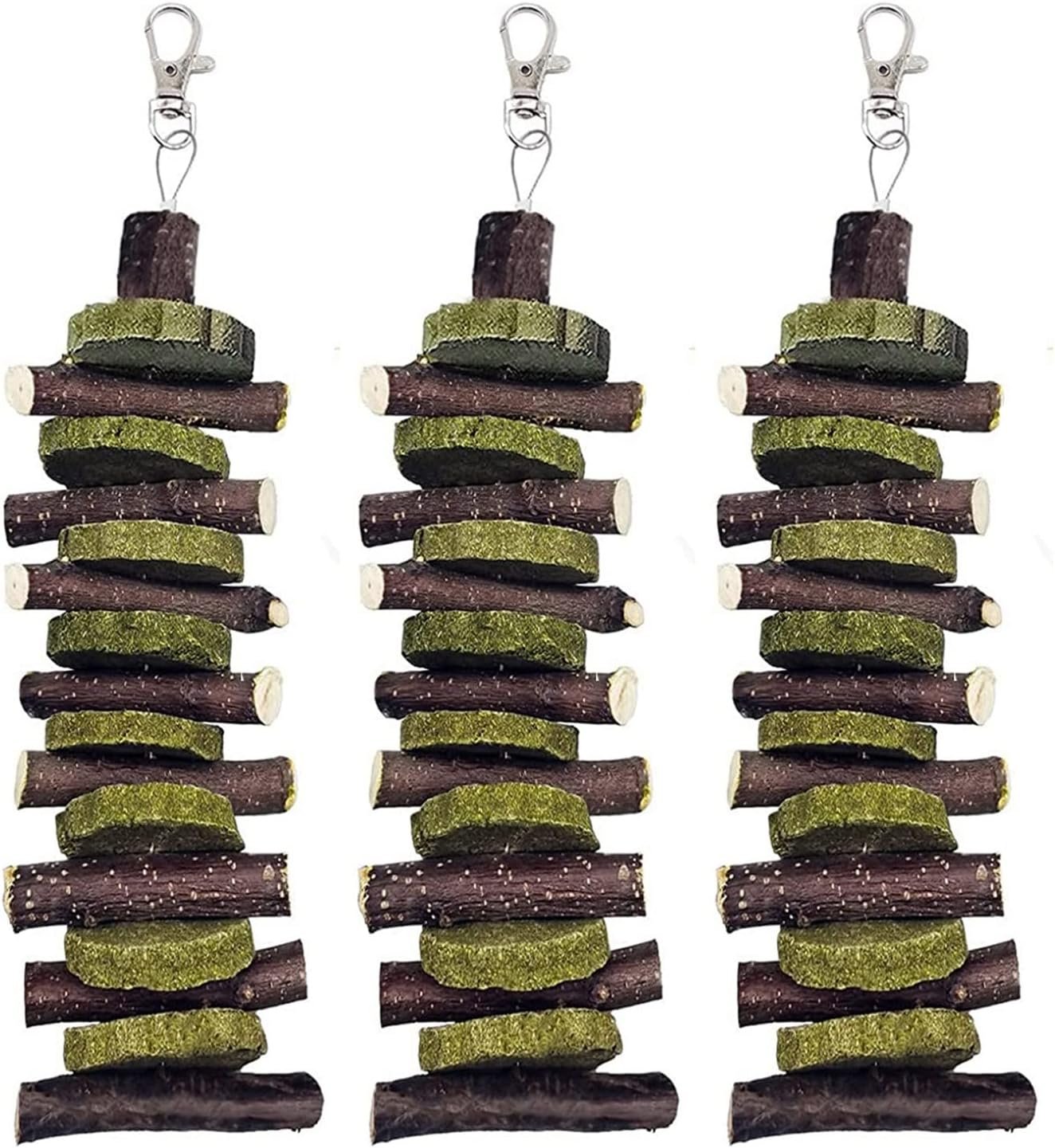 Hamiledyi 3Pieces Bunny Chew Toys for Teeth Natural Fruit Twigs Handmade Timothy Alfalfa Hay Grass Cakes for Guinea Pigs Hamsters Dwarf Rabbits Chinchillas Gerbils Improves Dental Health