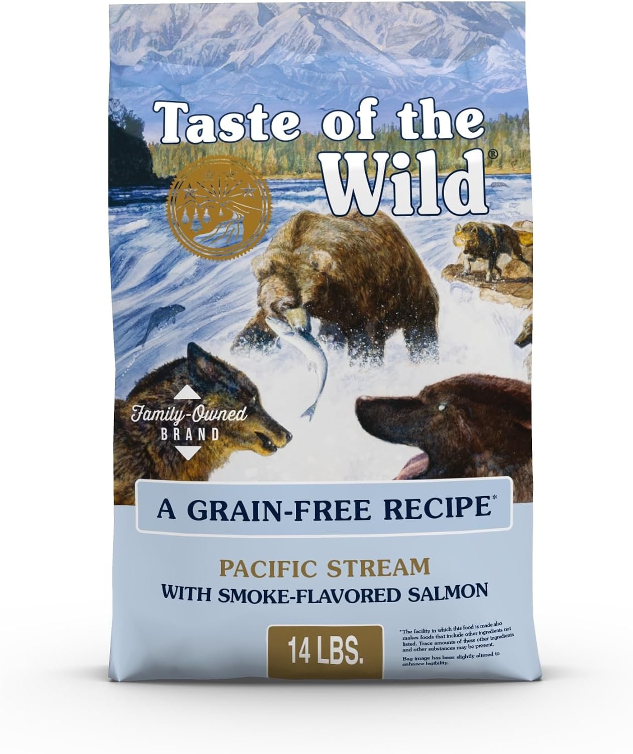 Taste of the Wild Pacific Stream Adult Dry Dog Food, Salmon, 14lb | Grain Free Recipe* | Nutrient Dense to Help Support Peak Health | Guaranteed Omega Fatty Acids to Help Support Skin & Coat