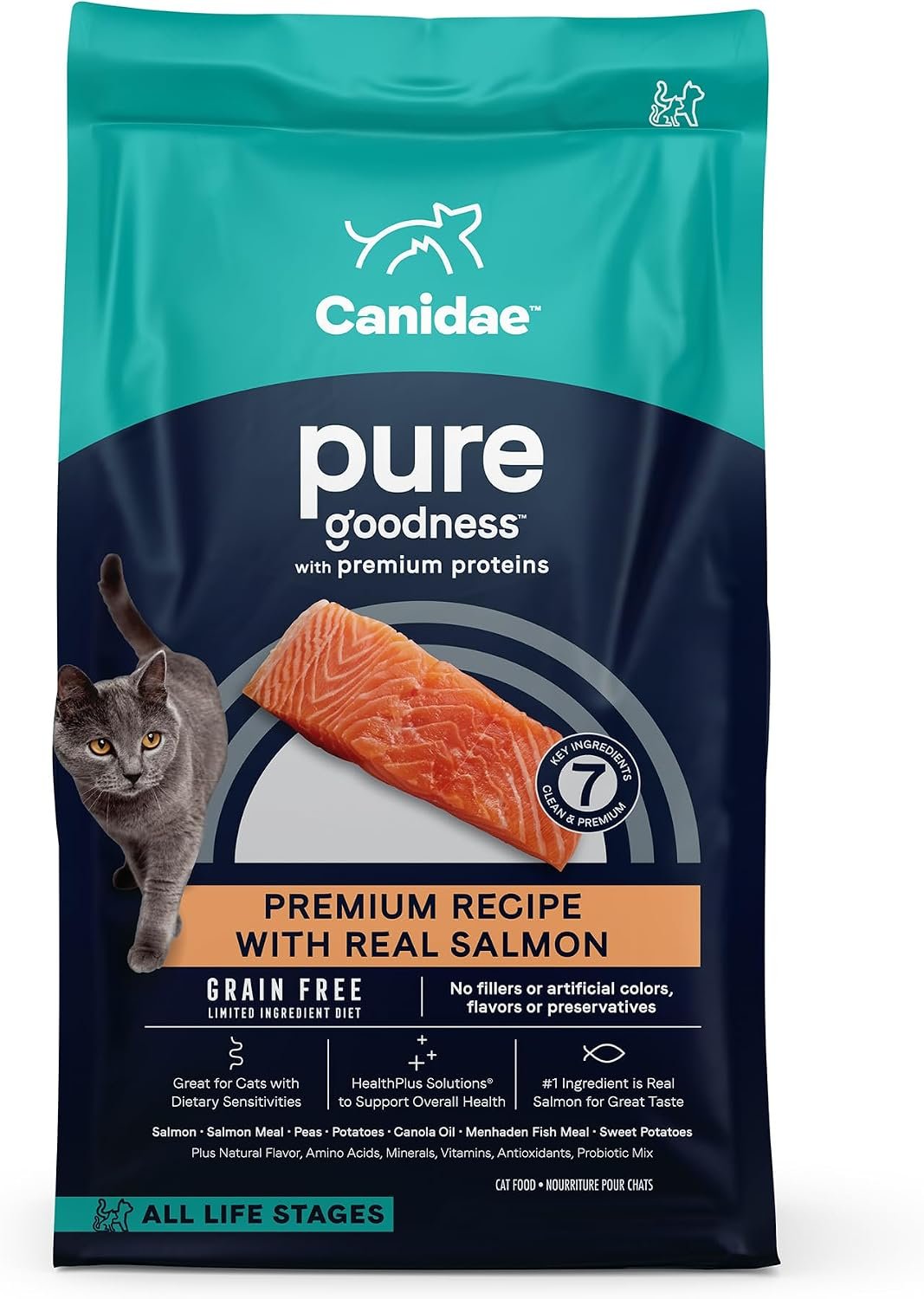 CANIDAE Pure Goodness Dry Cat Food, Real Salmon, 10 lb