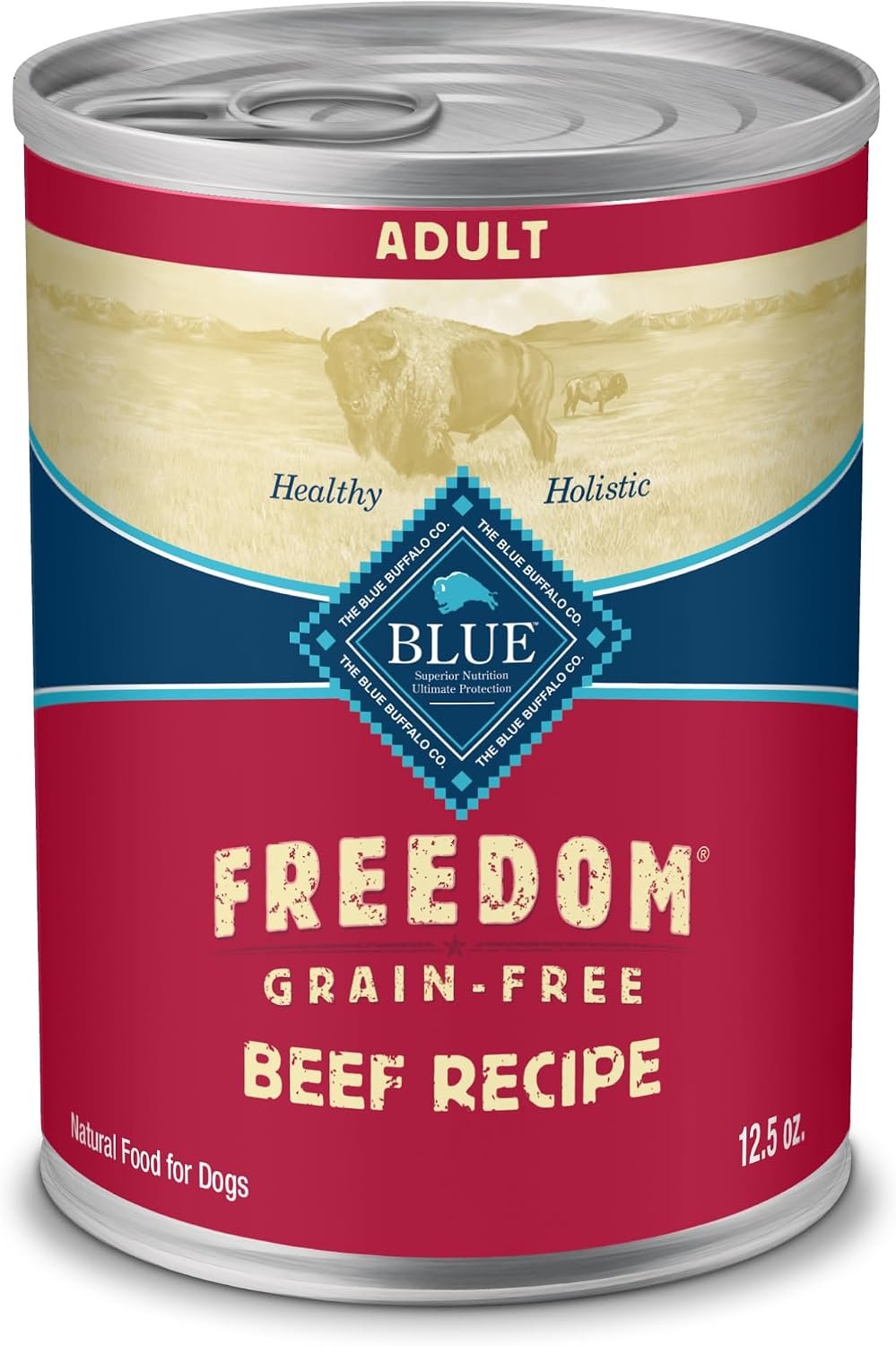 Blue Buffalo Freedom Beef Grain-Free Wet Dog Food, 12.5 oz, 12 ct | Free of Glutens, Feed as Treat, Topper, or Meal, No Corn, Wheat, or Soy