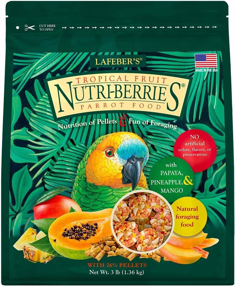 LAFEBER’S Tropical Fruit Nutri-Berries Pet Bird Food, Made with Non-GMO and Human-Grade Ingredients, for Parrots, 3 lb