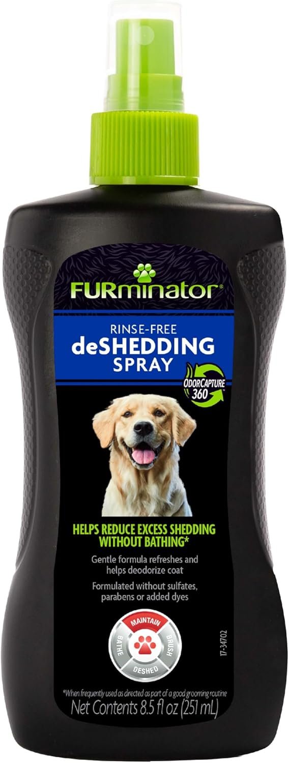 FURminator Rinse-Free deShedding Spray for Dogs, 8.5 oz | Reduces Shedding Without Bathing, Neutralizes Odors, No Sulfates Parabens Or Added Dyes