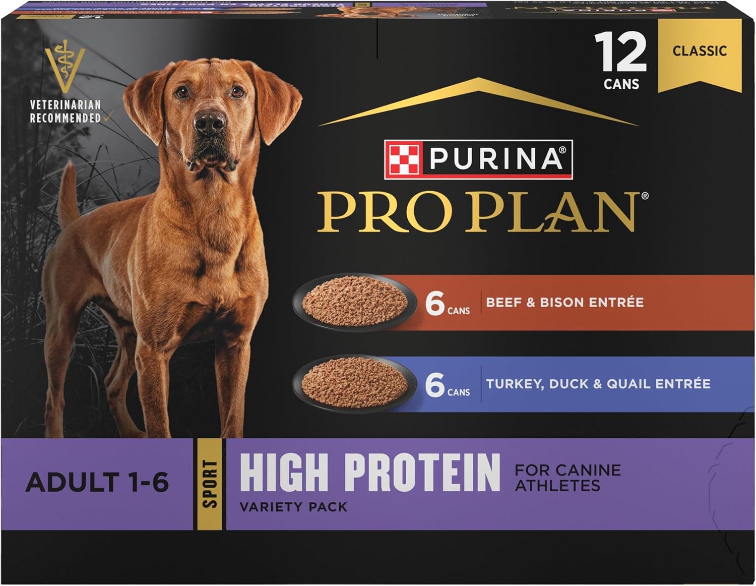 Purina Pro Plan Sport High Protein Wet Dog Food Variety, (12) 13 oz Cans