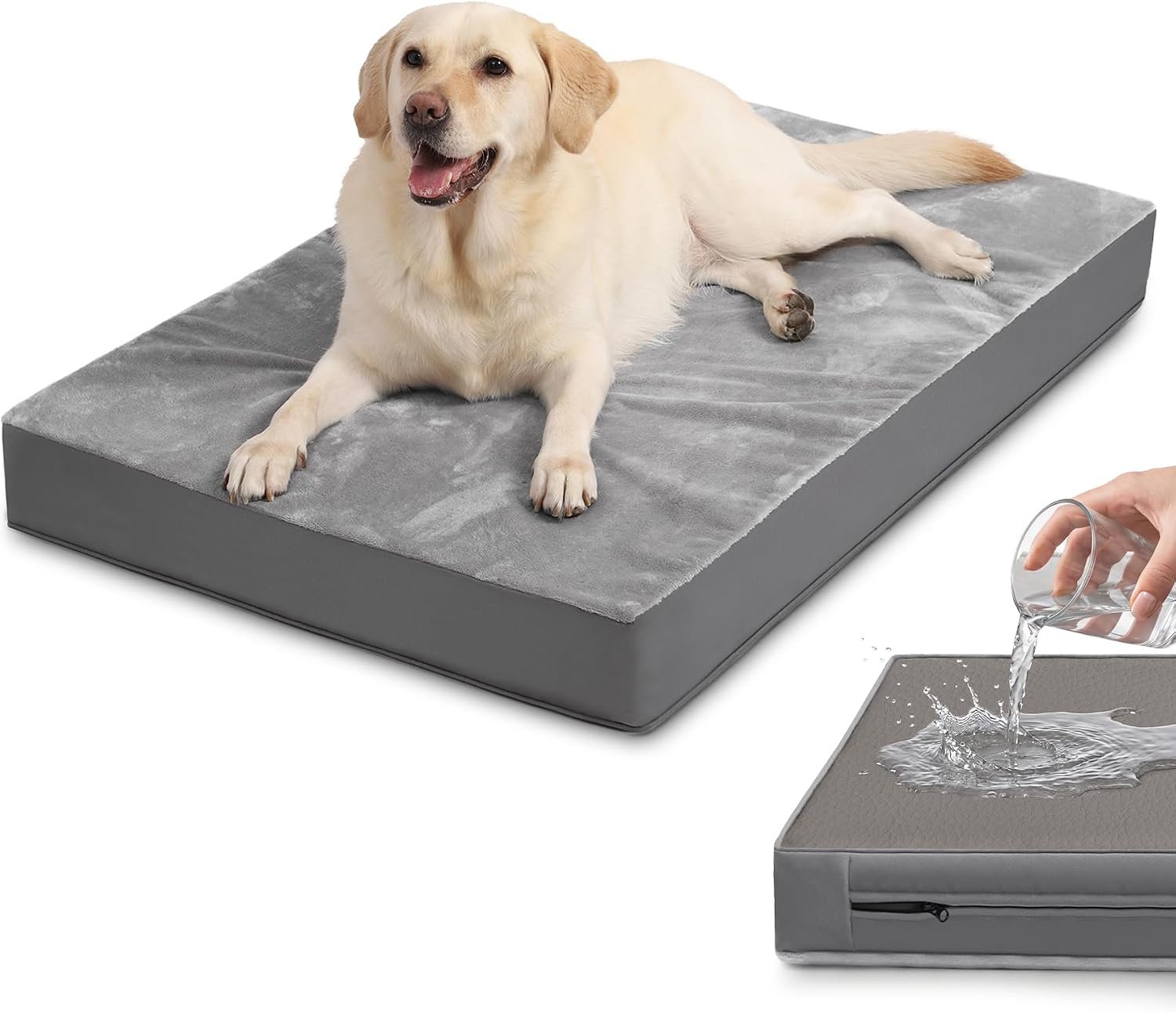 Waterproof Outdoor Dog Bed Large Sized, Washable Crate Pad 35″ Orthopedic