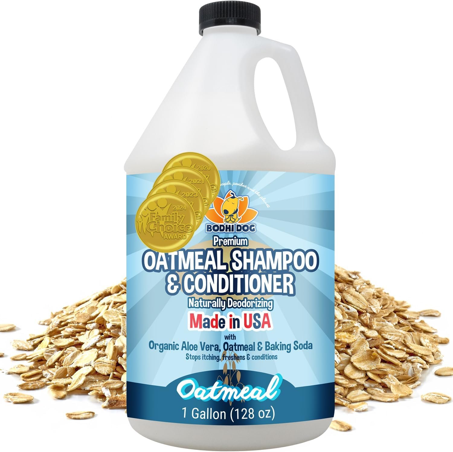 Bodhi Dog Natural Oatmeal Dog Shampoo & Conditioner – Hypoallergenic Formula – Naturally Deodorize Dogs, Cats & Pets – Moisturizes Dry, Itchy & Sensitive Skin – Made in USA (1 Gallon)