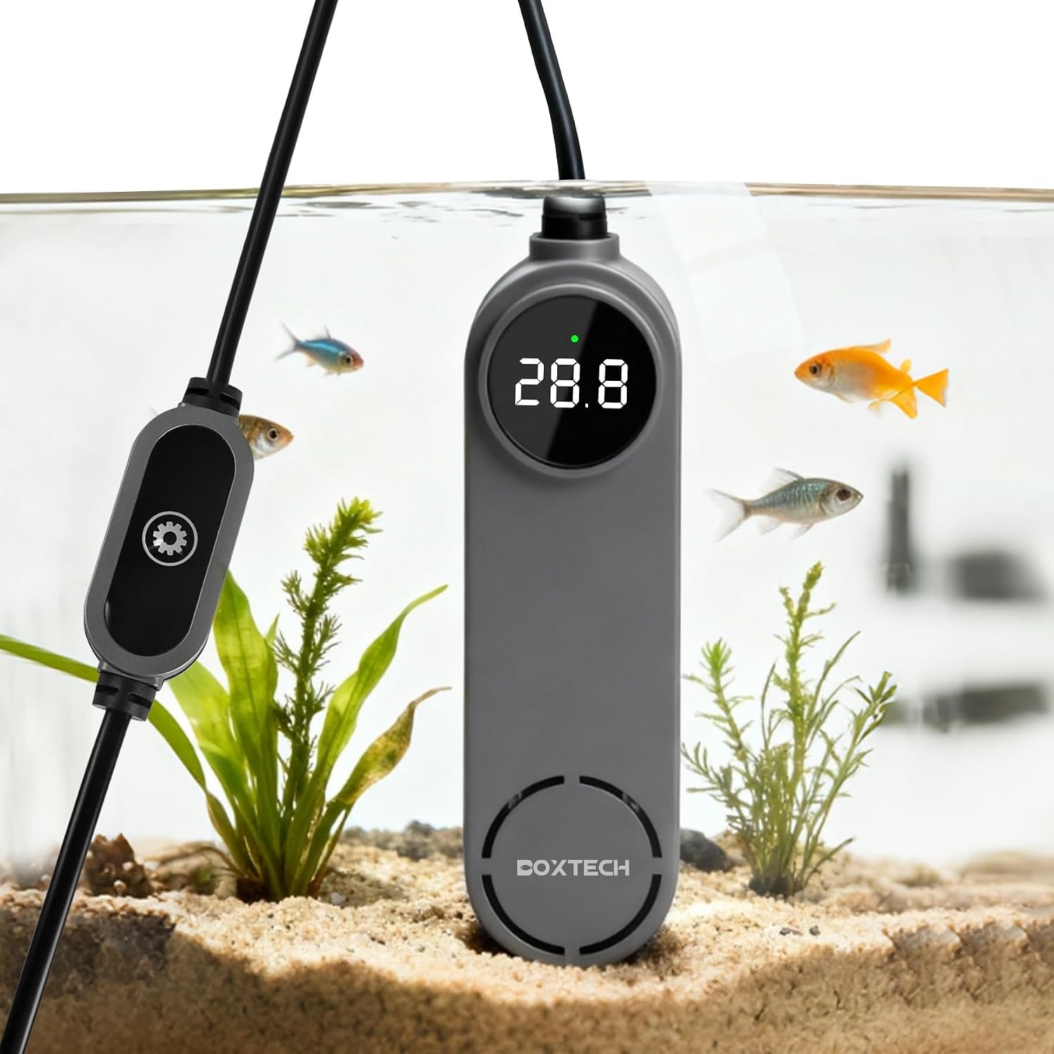 UPETTOOLS Submersible Aquarium Heater, Fish Tank Heater,for 3-12Gallon(50W) | Ceramic-Metal, with External Control and Digital Thermostat, Overheat Protection, Safe to Use, Adjustable Temperature