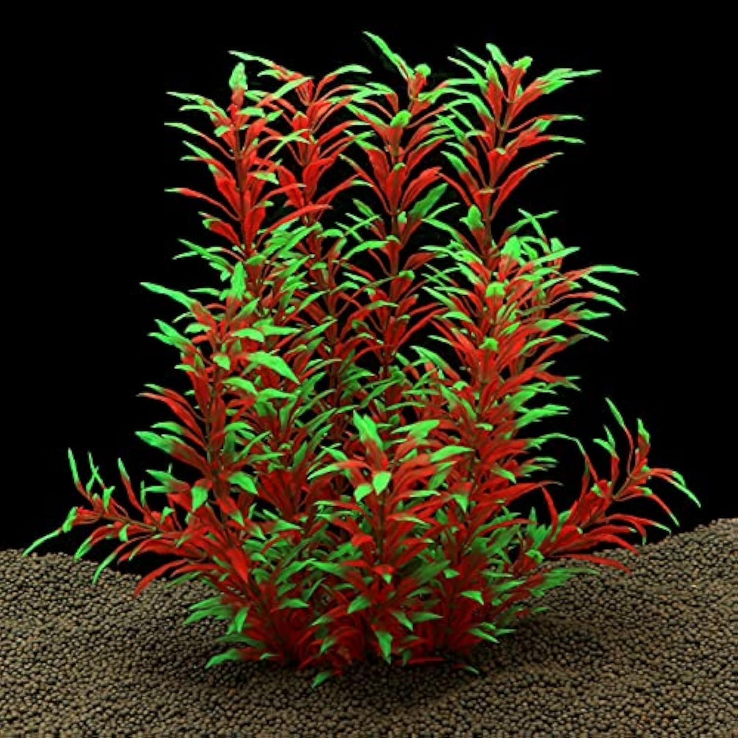 Norgail Large Aquarium Plastic Plant Artificial Fish Tank Plants Decoration Ornament for All Fish 12.6 inch, Made of Soft Safe Plastic Black red 1Pcs