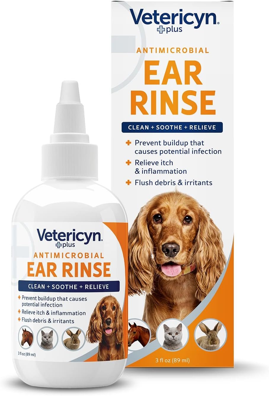 Vetericyn Plus Dog Ear Rinse | Dog Ear Cleaner to Soothe and Relieve Itchy Ears, Safe for Cat Ears, Rabbit Ears, and All Animal’s Ear Problems. 3 Ounces