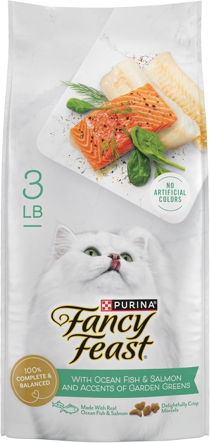 Purina Fancy Feast Dry Cat Food with Ocean Fish and Salmon – 3 lb. Bag