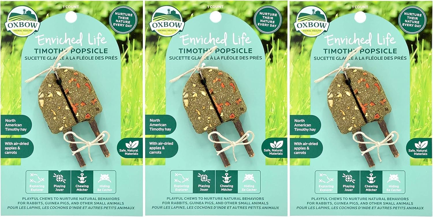 Oxbow 3 Pack of Timothy Popsicle Small Pet Chew Toys, 7.4