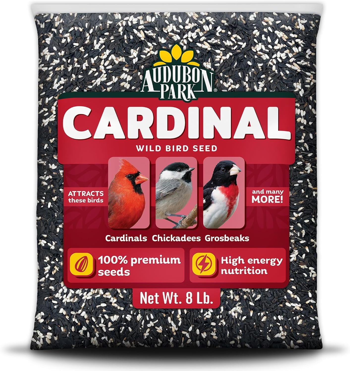 Audubon Park Cardinal Wild Bird Seed, 8 lb | Sunflower & Safflower Mix with No Corn, Milo, or Millet – Bird Food for Outside Feeders