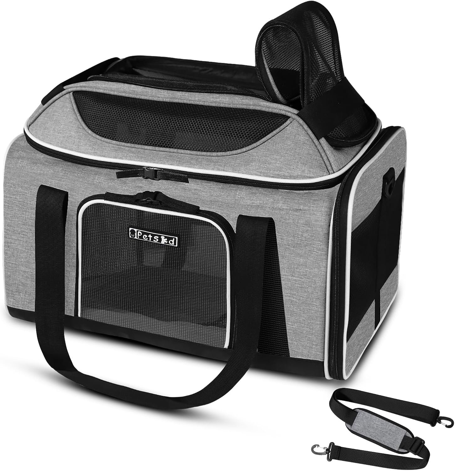 Petskd Top-Expandable Small Pet Carrier 18″x11″x11″ Airline Approved