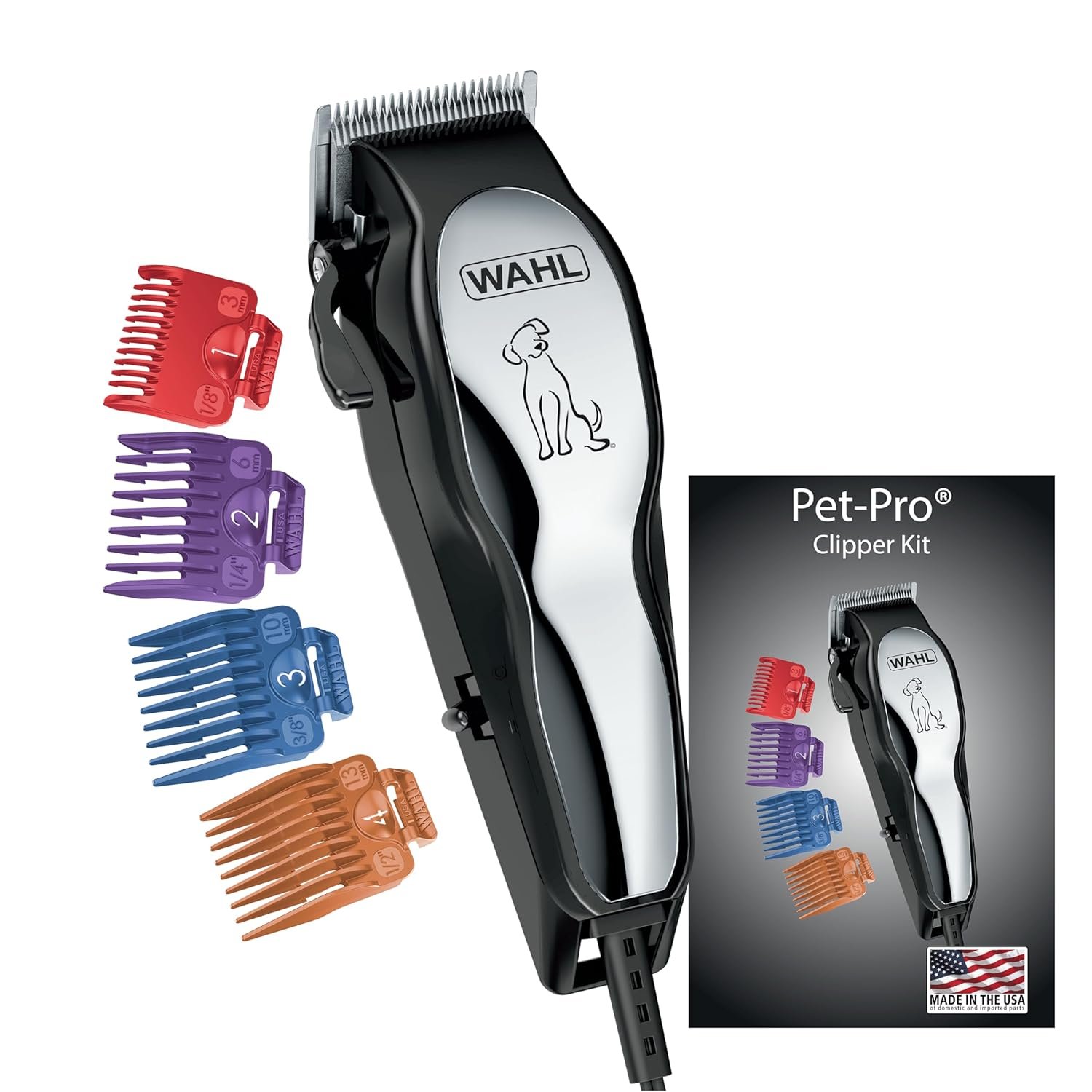 Wahl USA Pet-Pro Corded Dog Grooming Clipper Kit, Fine & Medium Coats