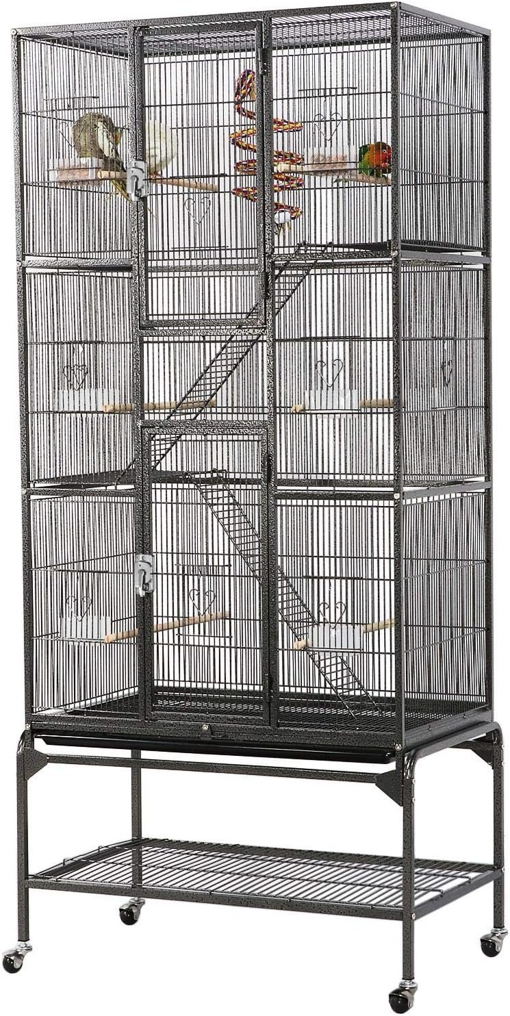 Yaheetech 69″ Large Bird Cage for Parakeets, Budgies, 3-Tier Flight Cage