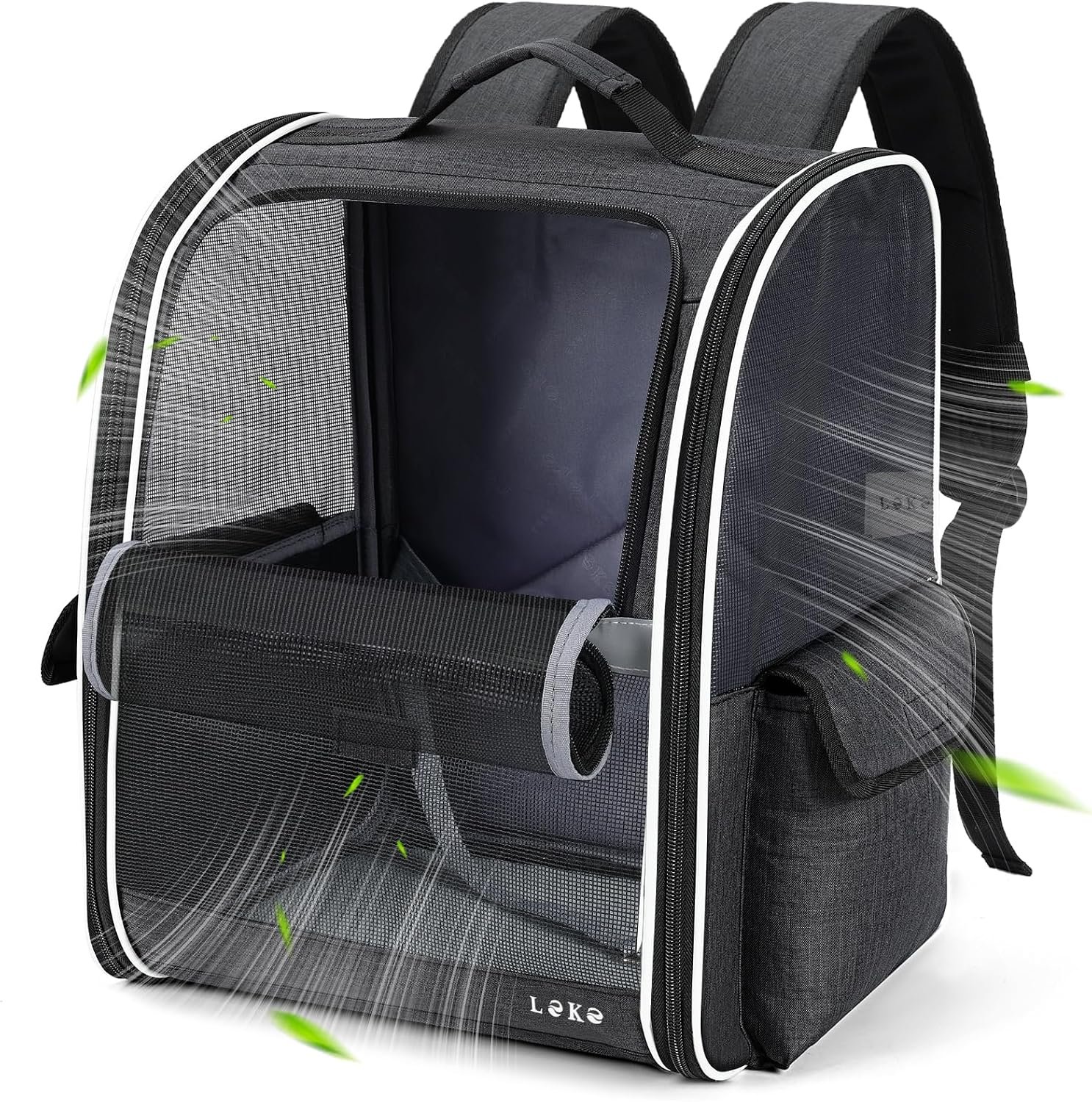 Lekereise Dog Carrier Backpack for Small Medium Dogs Cats up to 18 lbs, Breathable Pet Backpack Carrier with 3 Entrances, Collapsible Cat Backpack Carrier, Travel Hiking Puppy Backpack
