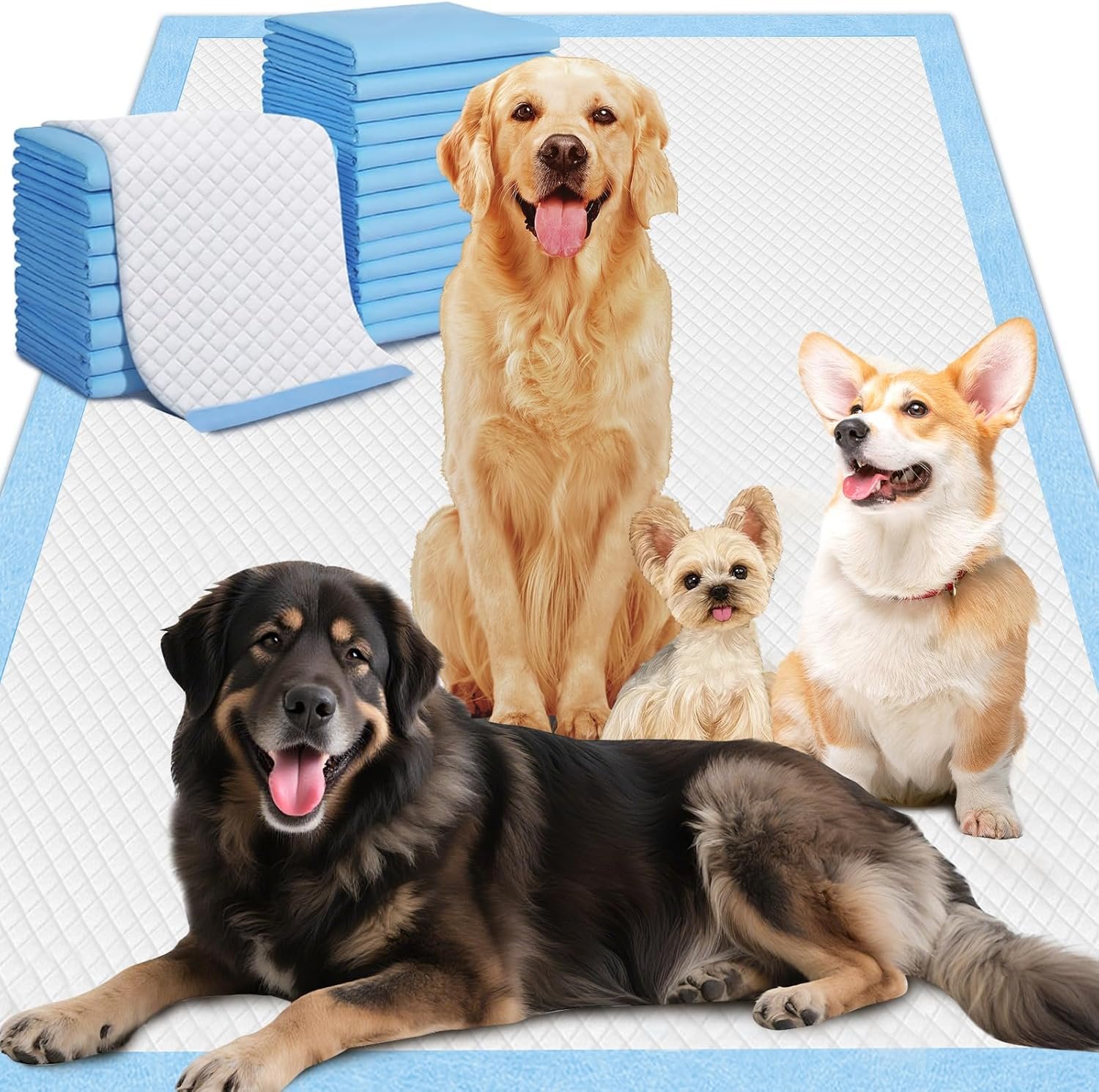 Gimars XXXL Extra Thick 130g Dog Pee Pads 37″x54″ – 30 Count, 6-Layer Leak-Proof Puppy Training Pads for Large, Senior, Puppy Dogs, Cats, Rabbits – Indoor, Outdoor, Travel & Crate Use