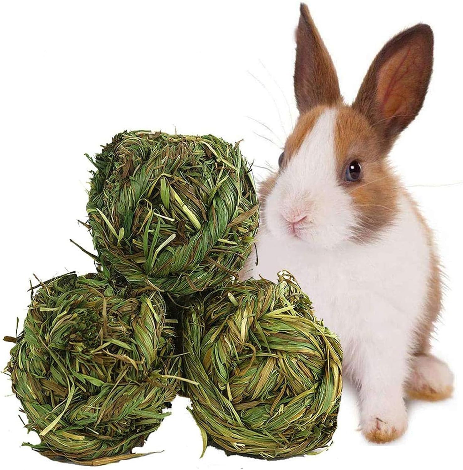 Hamiledyi Rabbit Chew Ball Timothy Grass Grinding Bunny Chew Toys 3PCS