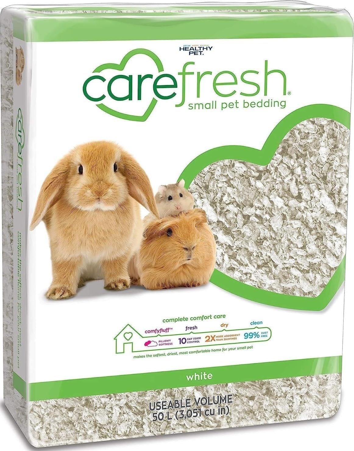 Carefresh White Natural Paper Small Pet Bedding, Odor Control 50L