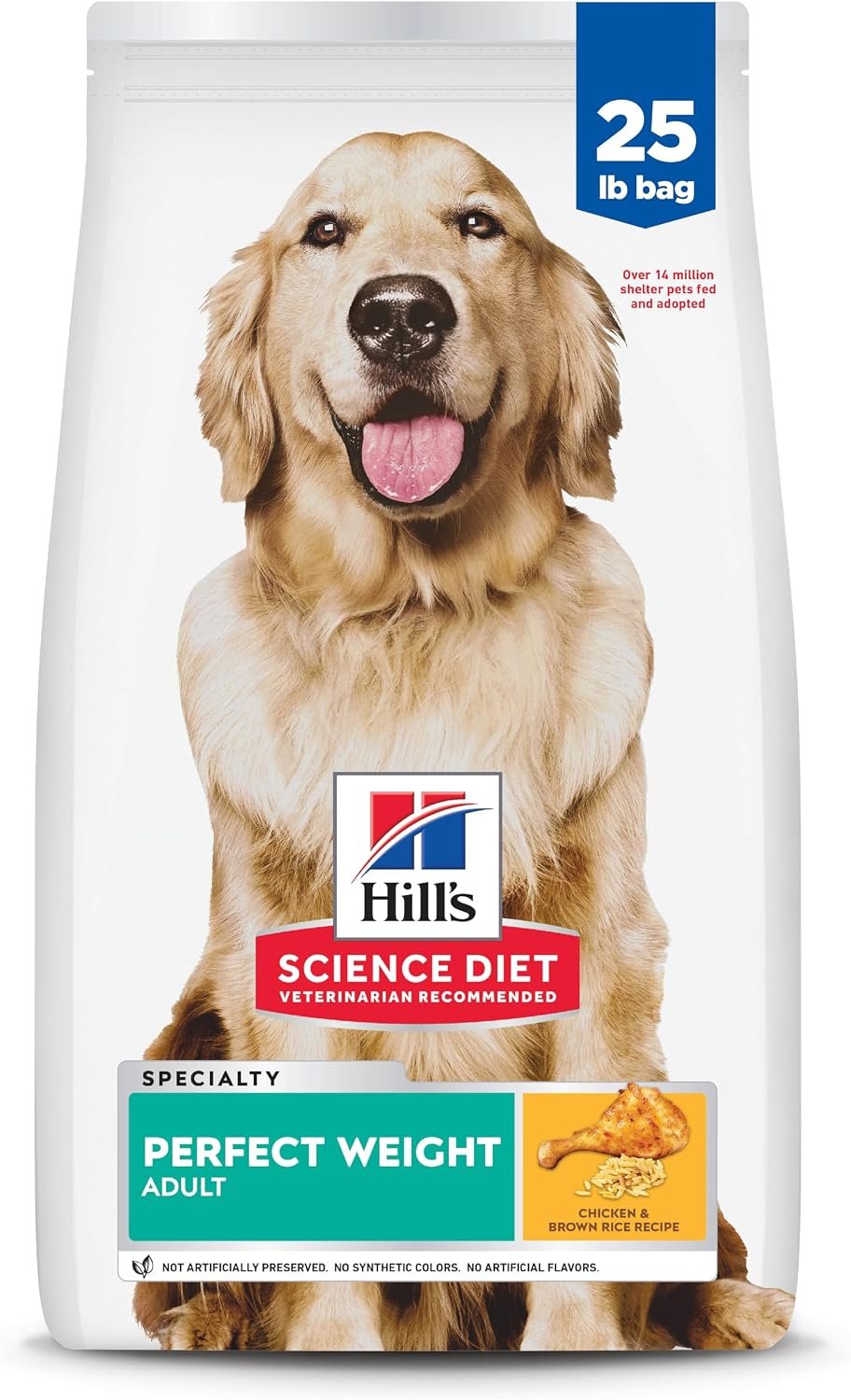 Hill’s Science Diet Adult Perfect Weight Dry Dog Food | #1 Veterinarian Recommended, Chicken & Brown Rice, 25 lb. Bag