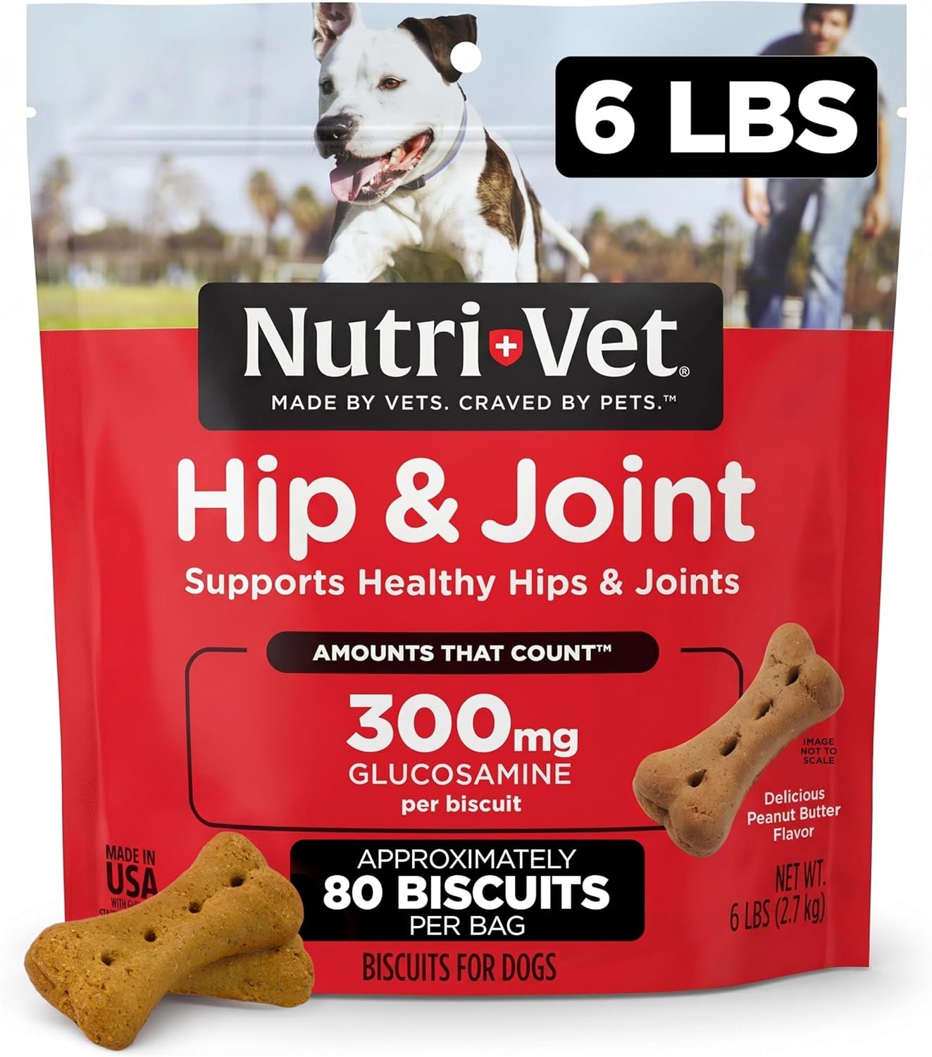 Nutri-Vet Hip & Joint Dog Biscuits, Dog Treats, 300mg Glucosamine, 6 lb Bag | Joint Supplement for Dogs, Hip & Joint Support, Functional Treats, Large Dog Biscuits, Chondroitin, Mobility Support