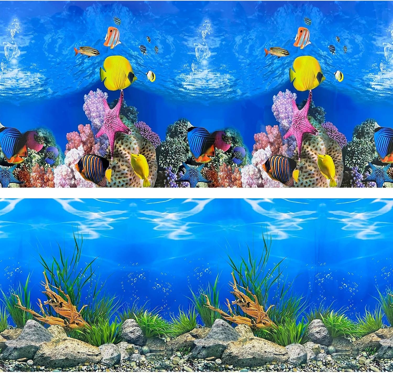 XCNO Aquarium Background Poster Fish Tank Wallpaper, Double-Sided, 12″x 25″