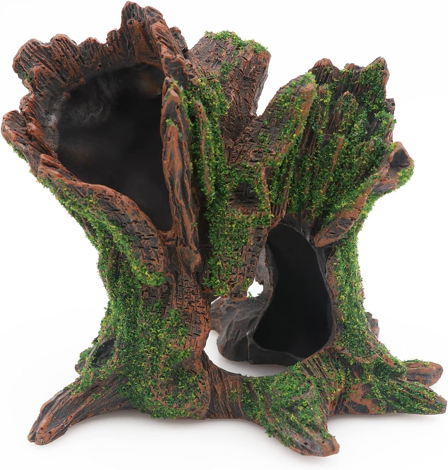 AQUA KT Aquarium Landscape Tree Stump Trunk Hollow Rock for Fish Hiding | Betta Cave Cichlid Hide Wood Hollow Log for Discus Guppy Goldfish Fish Tank Decoration Accessory Natural View in Aquatics