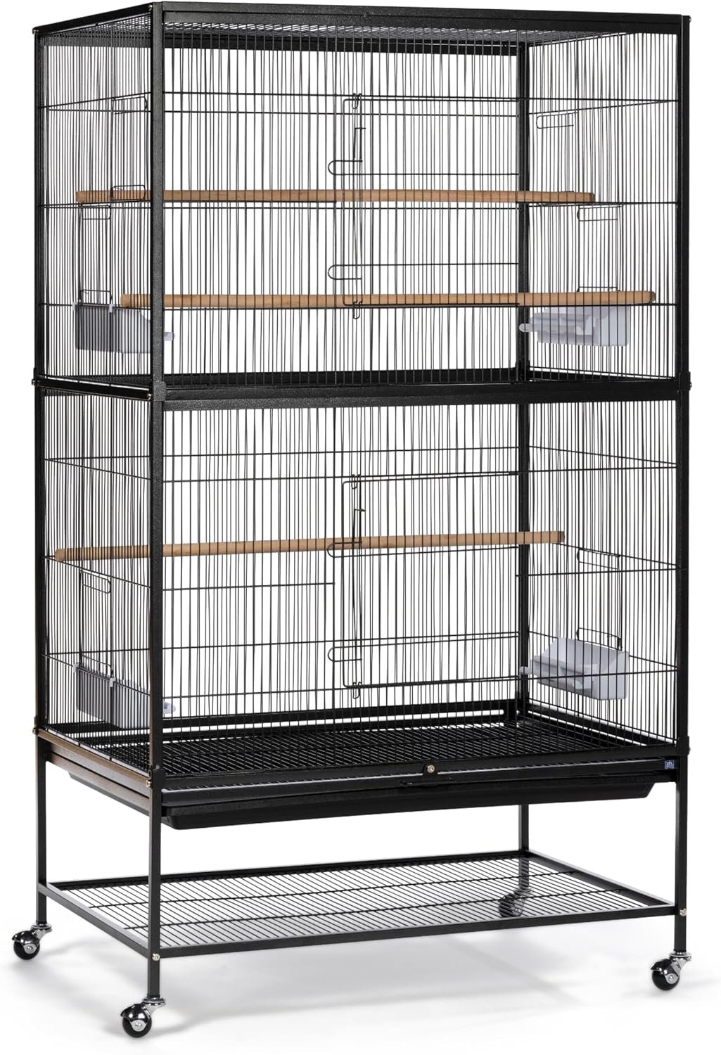 Prevue Pet Products Wrought Iron Flight Cage with Stand, Large Birdcage for Pets, Metal Cage Standing Birdcage, Black Hammertone Finish | Large Birdcage for Parakeets, Canaries, Finches, Cockatiels, Lovebirds, & Green Cheeks, Metal Standing Birdcage