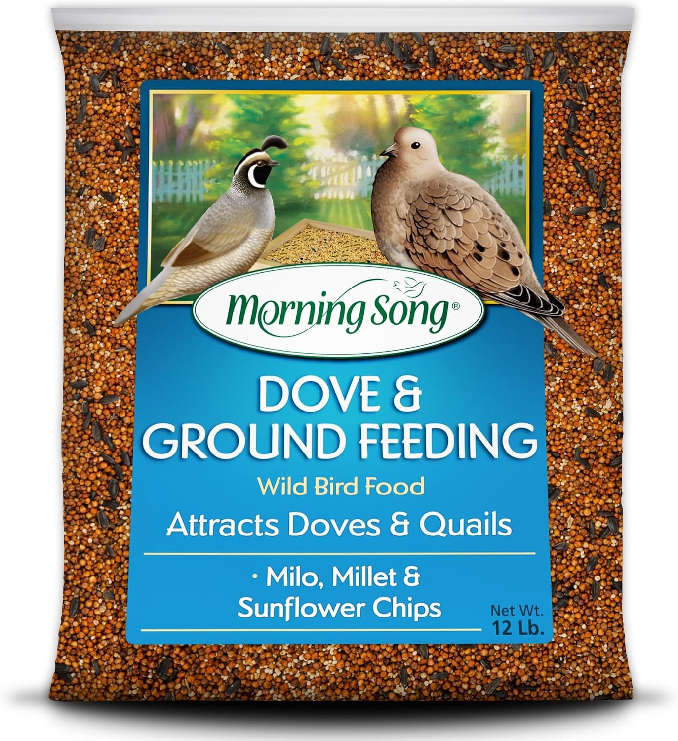 Morning Song Dove & Ground Feeding Wild Bird Seed, 12 lb | Dove, Quail & Pigeon Wild Bird Food for Outside Feeders