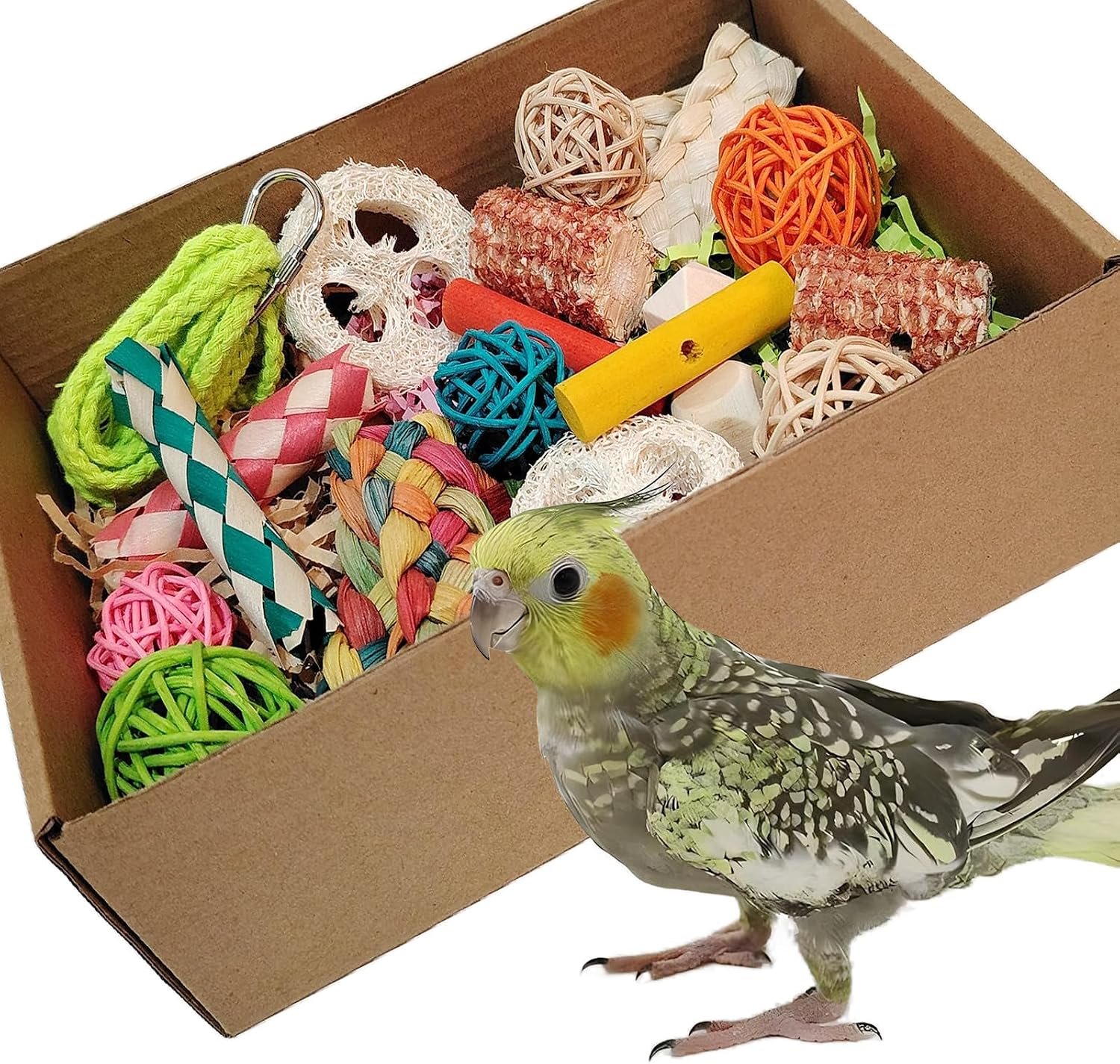 Bird Toys，Colorful Parrot Foraging and Tearing Toy Box