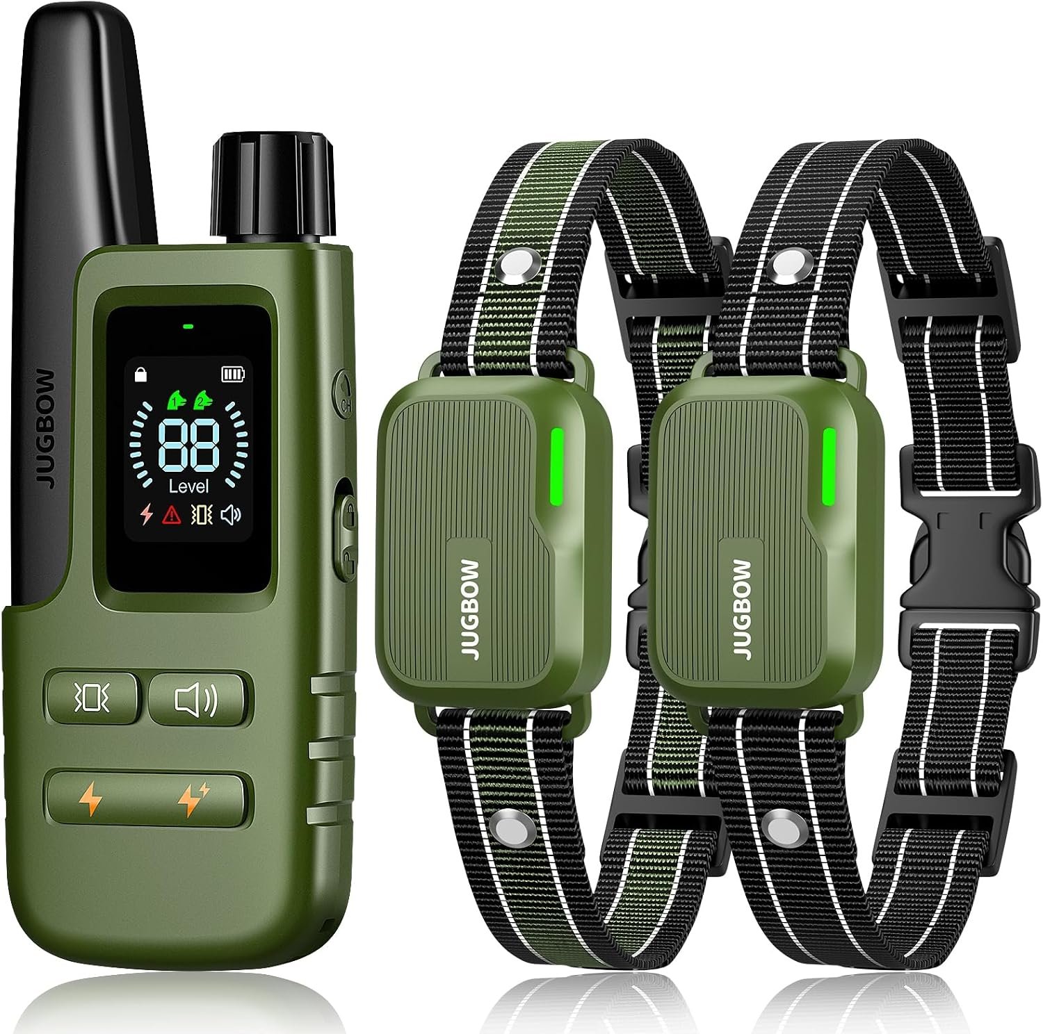 Shock Collar for 2 Dogs with Remote, 4200FT Range, Fits 10-120 lbs (Green) | IPX7 Waterproof Electric Training Collar, 4 Adjustable Modes, Security Lock, Rechargeable Battery and Dual-Channel Control