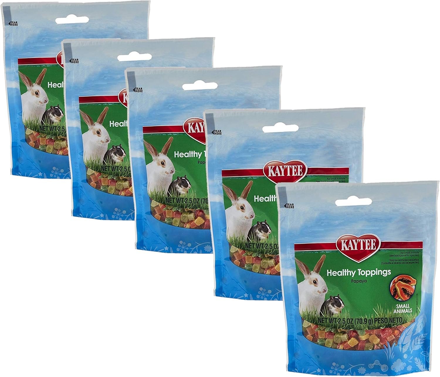 Kaytee Healthy Toppings for Small Animals, Papaya, Pack of 5