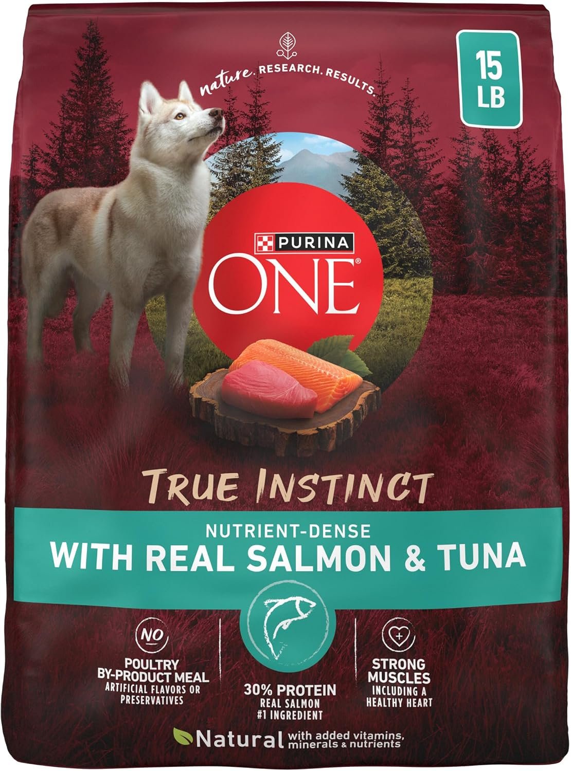 Purina ONE True Instinct Dry Dog Food, Real Salmon & Tuna, 15 lb Bag
