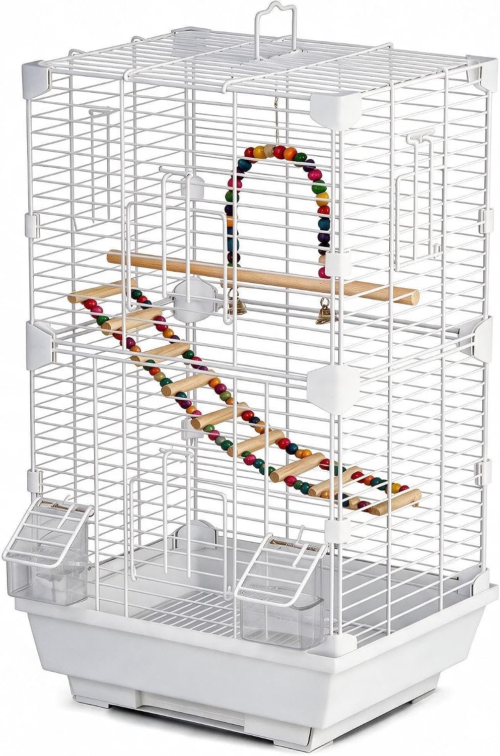 Basic Bird Cage, 24.8inch Parrot Cage (24.8″ x 14.6″ x 11″),Bird Cage with Ladder, Horizontal Bar, 2 Feeders, and Swing