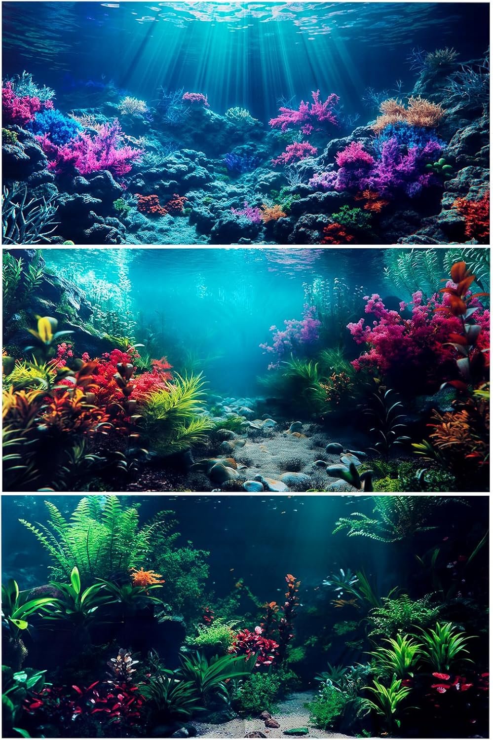 COMSUN 3 Pack Aquarium Background, 36×18 inch Polyester Aquarium Background