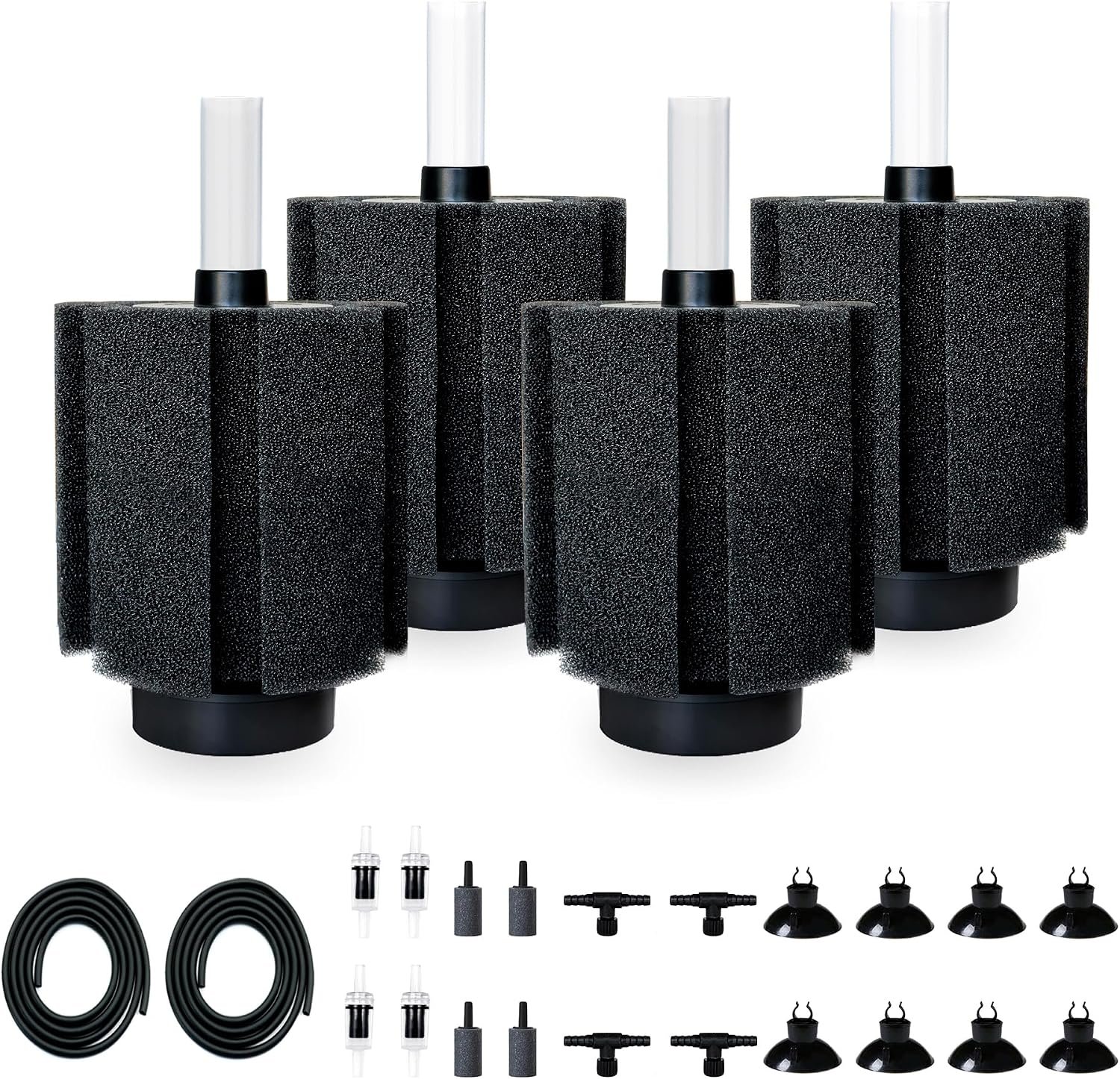 70-80 Gal Aquarium Sponge Filter with Air Stone, Ceramic Filter Media