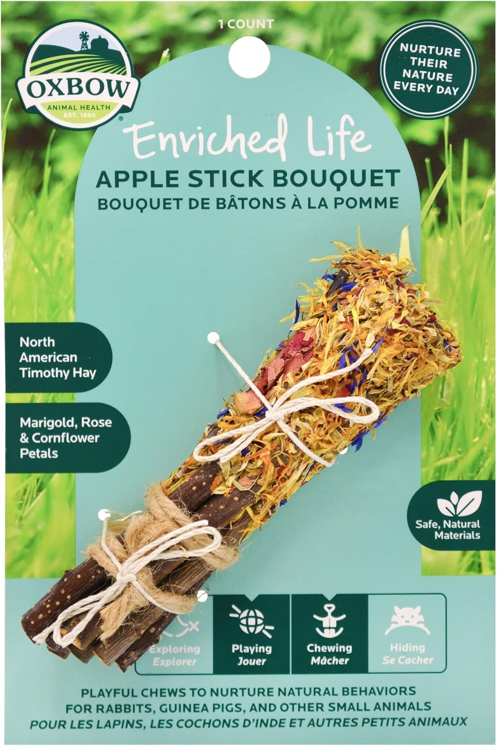 Oxbow Apple Stick Bouquet, Rabbit & Guinea Pig Toys, Bunny Enrichment Toys