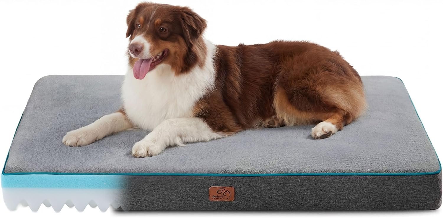 Bedsure Memory Foam Dog Beds Large Sized Dog, Orthopedic Crate Pads, 35×22
