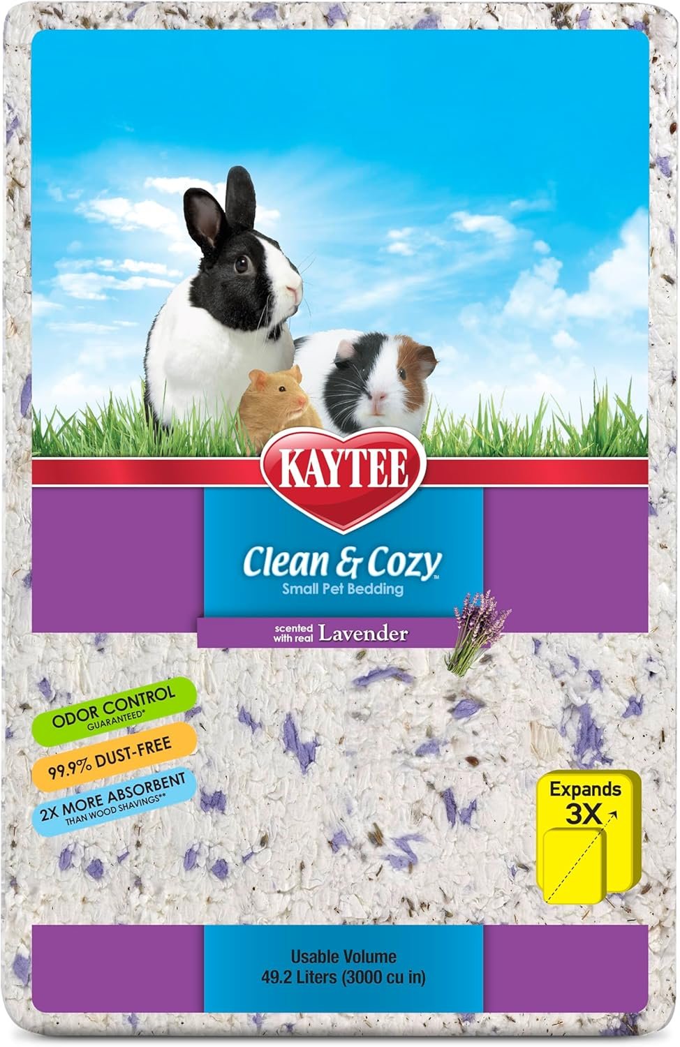 Kaytee Clean & Cozy Lavender Paper Bedding for Guinea Pigs, 49.2 Liters