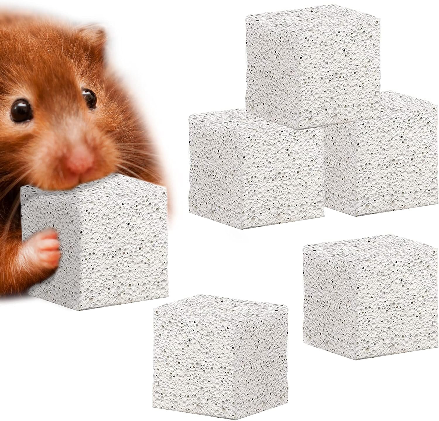 Meric CoCoo Grinding Stone for Small Pets, 1.6″x1.6″x1.6″ Lava Rocks, Trims Pet Teeth, Smooths Claws, Adds Calcium to Diet, Chew Toys for Rabbits, Chinchillas, Hamsters & Guinea Pigs, 6pcs per Pack